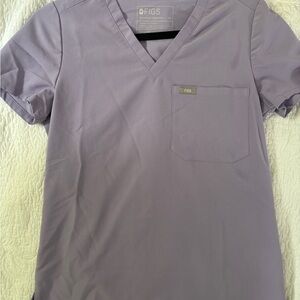 Figs Purple Short Sleeve Tee V-Neck